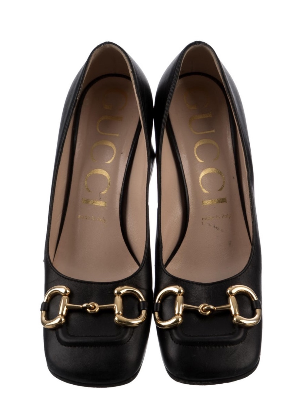 Gucci Black Leather Pumps with Gold Horsebit